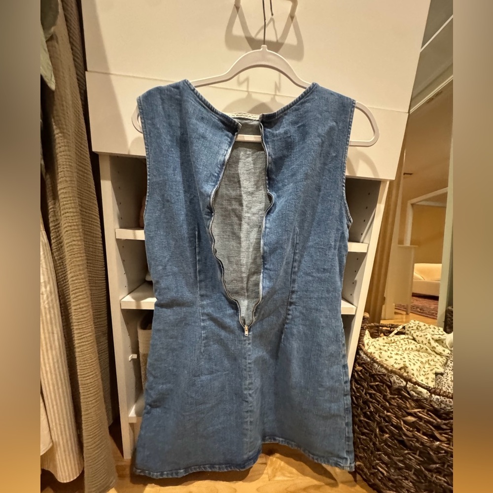 Sleeveless Denim Dress with Back Zipper